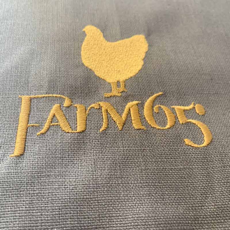 farm65 apron logo closeup
